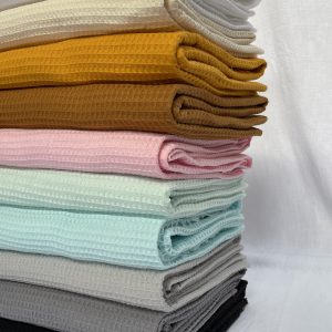 Cotton WAFFLE Pique Honeycomb Fabric Material - Bathrobe Towel Gown Textile 140cm - 150cm wide