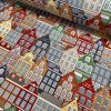 Amsterdam Canal House Fabric Holland Village Print Home Decor Curtain Upholstery Material - 55" or 140cm Wide Canvas - Multi - Image 2