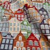 Amsterdam Canal House Fabric Holland Village Print Home Decor Curtain Upholstery Material - 55" or 140cm Wide Canvas - Multi - Image 3