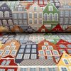 Amsterdam Canal House Fabric Holland Village Print Home Decor Curtain Upholstery Material - 55" or 140cm Wide Canvas - Multi - Image 6