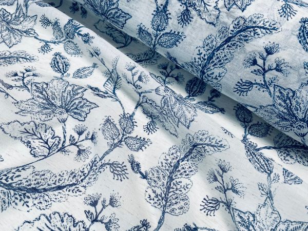 Floral Sheer Fabric - Soft Material for Home Decor, Wedding, Curtains, Clothes - 110"/ 280cm EXTRA Wide - Ivory Blue - Image 2