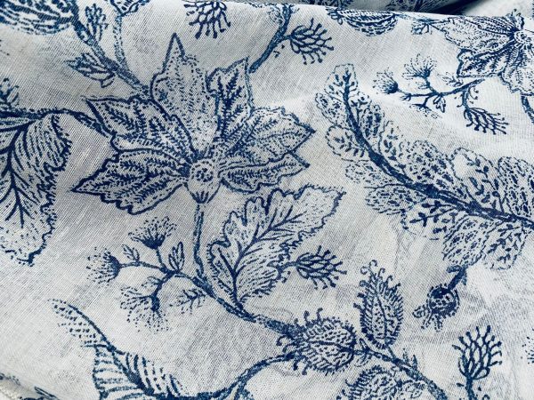 Floral Sheer Fabric - Soft Material for Home Decor, Wedding, Curtains, Clothes - 110"/ 280cm EXTRA Wide - Ivory Blue - Image 5