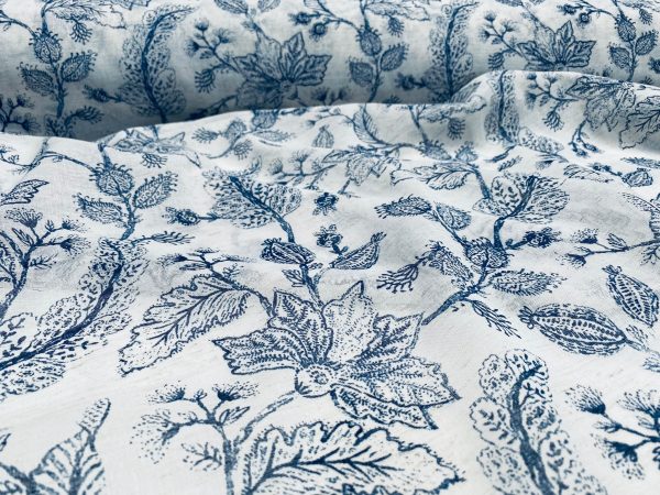 Floral Sheer Fabric - Soft Material for Home Decor, Wedding, Curtains, Clothes - 110"/ 280cm EXTRA Wide - Ivory Blue - Image 6