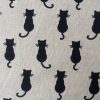 BLACK CATS Fabric Linen Look Culla Home Decor Upholstery Curtain Material Animal Canvas - 55" or 140cm wide - Black & Cream - Image 2