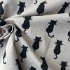 BLACK CATS Fabric Linen Look Culla Home Decor Upholstery Curtain Material Animal Canvas - 55" or 140cm wide - Black & Cream - Image 4