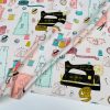 Sewing Supplies Print Fabric Pins Scissors Thread Spools Home Decor Curtain Upholstery Material - 55" or 140cm Wide Canvas - Pink - Image 2