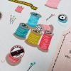 Sewing Supplies Print Fabric Pins Scissors Thread Spools Home Decor Curtain Upholstery Material - 55" or 140cm Wide Canvas - Pink - Image 4