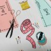 Sewing Supplies Print Fabric Pins Scissors Thread Spools Home Decor Curtain Upholstery Material - 55" or 140cm Wide Canvas - Pink - Image 5