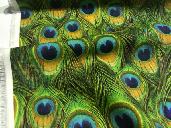 Peacock Feathers Digital Print Fabric Home Decor Upholstery Curtains Dressmaking Cotton Material - 280cm EXTRA wide - Image 3