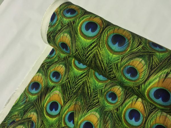 Peacock Feathers Digital Print Fabric Home Decor Upholstery Curtains Dressmaking Cotton Material - 140cm wide - Image 6