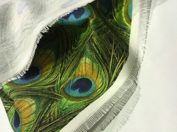 Peacock Feathers Digital Print Fabric Home Decor Upholstery Curtains Dressmaking Cotton Material - 280cm EXTRA wide - Image 6