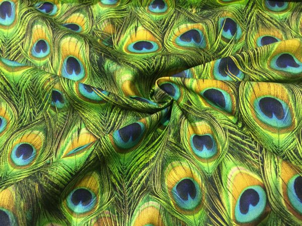Peacock Feathers Digital Print Fabric Home Decor Upholstery Curtains Dressmaking Cotton Material - 140cm wide - Image 7