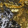 MERMAID Reversible 5mm Sequin Fabric Flip Two Tone Stretch Material - 130cm wide - Black & Gold sequins - Image 5