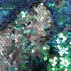 MERMAID Reversible 5mm Sequin Fabric Flip Two Tone Material - 130cm wide -  Iridescent Green & Black sequins - Image 4