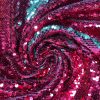MERMAID Reversible 5mm Sequin Fabric Flip Two Tone Material - 130cm wide - Pink & Turquoise Blue Sequins - Image 2