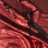 MERMAID Reversible 5mm Sequin Fabric Flip Two Tone Stretch Material - 130cm wide - Black & Red sequins - Image 2