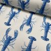 Blue Lobster Print Fabric Curtains Upholstery Dress Material Nautical Marine - 136cm Wide White Canvas - Image 6
