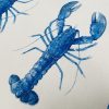 Blue Lobster Print Fabric Curtains Upholstery Dress Material Nautical Marine - 136cm Wide White Canvas - Image 5