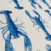 Blue Lobster Print Fabric Curtains Upholstery Dress Material Nautical Marine - 136cm Wide White Canvas - Image 4