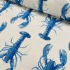 Blue Lobster Print Fabric Curtains Upholstery Dress Material Nautical Marine - 136cm Wide White Canvas - Image 3