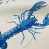 Blue Lobster Print Fabric Curtains Upholstery Dress Material Nautical Marine - 136cm Wide White Canvas - Image 2