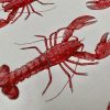 Red Lobster Print Fabric Curtains Upholstery Dress Material Nautical Marine - 136cm Wide