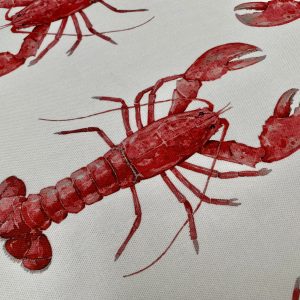 Red Lobster Print Fabric Curtains Upholstery Dress Material Nautical Marine - 136cm Wide