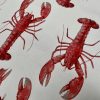 Red Lobster Print Fabric Curtains Upholstery Dress Material Nautical Marine - 136cm Wide - Image 3