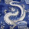 WHITE Chinese Dragon Digitally Printed Fabric Asian Porcelain Motif Material Home Decor Curtain Upholstery 140cm or 55" wide - Blue & White - Image 3