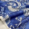 WHITE Chinese Dragon Digitally Printed Fabric Asian Porcelain Motif Material Home Decor Curtain Upholstery 140cm or 55" wide - Blue & White - Image 5