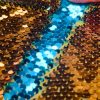 MERMAID Reversible 5mm Sequin Fabric Flip Two Tone Material - 130cm wide - Bronze Gold & Turquoise Blue Sequins - Image 5