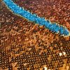 MERMAID Reversible 5mm Sequin Fabric Flip Two Tone Material - 130cm wide - Bronze Gold & Turquoise Blue Sequins - Image 4