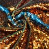 MERMAID Reversible 5mm Sequin Fabric Flip Two Tone Material - 130cm wide - Bronze Gold & Turquoise Blue Sequins - Image 3