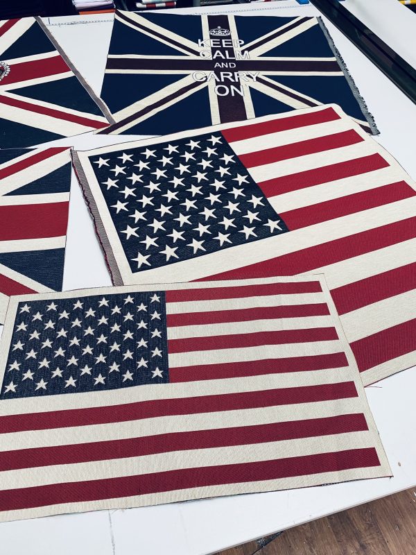 Large USA America Stars and Stripes Flag Retro Linen Look Heavy Jacquard Gobelin Upholstery Cotton Cushion Panel Fabric 70x70cm or 27''x27'' - Image 8