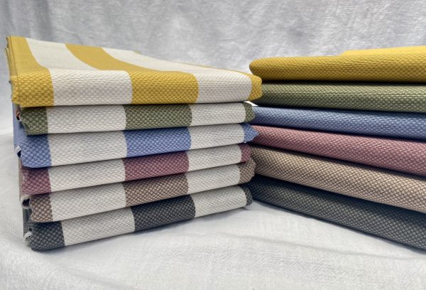 Honeycomb White STRIPES Fabric Furnishing Curtain Upholstery Dressmaking Material 110" or 280cm EXTRA Wide - Mustard - Image 9