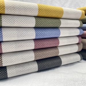 Honeycomb White STRIPES Fabric Furnishing Curtain Upholstery Dressmaking Material 110" or 280cm Wide