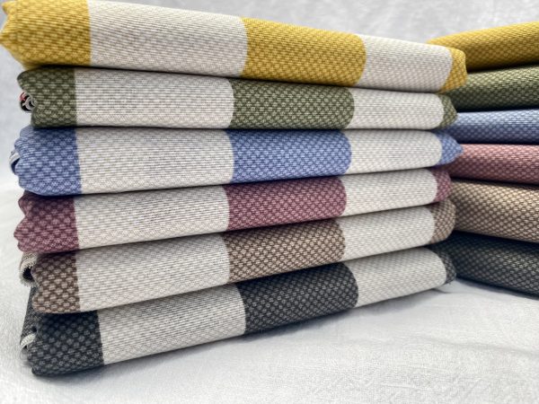 Honeycomb White STRIPES Fabric Furnishing Curtain Upholstery Dressmaking Material 110" or 280cm Wide