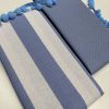 Honeycomb White STRIPES Fabric Furnishing Curtain Upholstery Dressmaking Material 110" or 280cm EXTRA Wide - Blue - Image 5