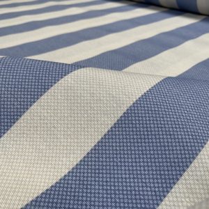 Honeycomb White STRIPES Fabric Furnishing Curtain Upholstery Dressmaking Material 55" or 140cm Wide - Blue