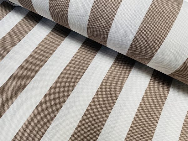Honeycomb White STRIPES Fabric Furnishing Curtain Upholstery Dressmaking Material 110" or 280cm EXTRA Wide - Brown - Image 4