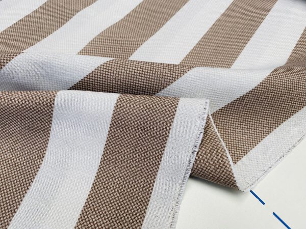 Honeycomb White STRIPES Fabric Furnishing Curtain Upholstery Dressmaking Material 110" or 280cm EXTRA Wide - Brown