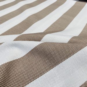 Honeycomb White STRIPES Fabric Furnishing Curtain Upholstery Dressmaking Material 55" or 140cm Wide - Brown