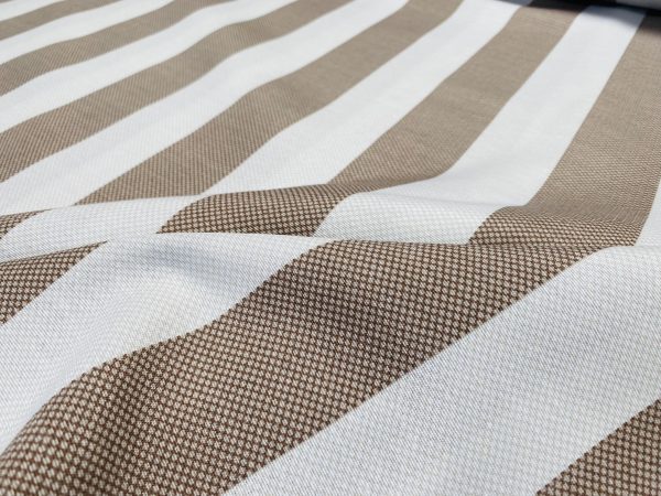 Honeycomb White STRIPES Fabric Furnishing Curtain Upholstery Dressmaking Material 110" or 280cm EXTRA Wide - Brown - Image 2