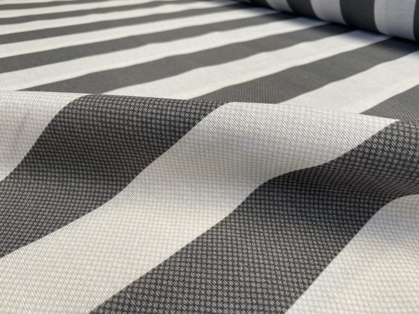 Honeycomb White STRIPES Fabric Furnishing Curtain Upholstery Dressmaking Material 110" or 280cm EXTRA Wide - Grey - Image 4