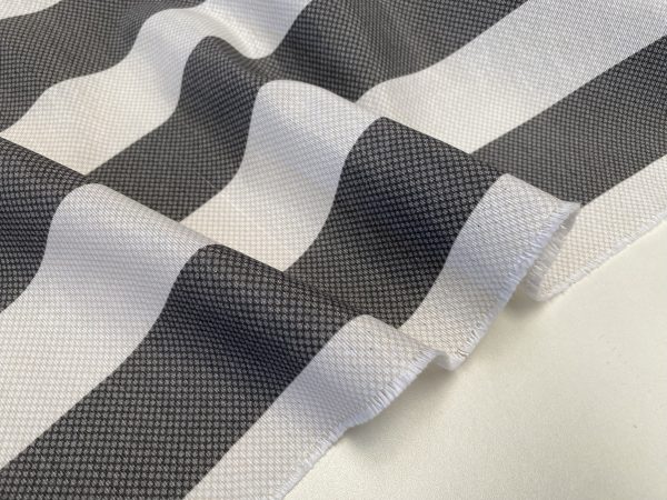 Honeycomb White STRIPES Fabric Furnishing Curtain Upholstery Dressmaking Material 110" or 280cm EXTRA Wide - Grey