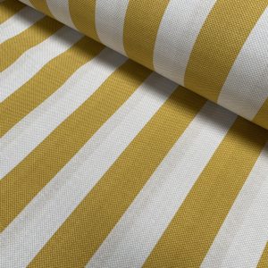 Honeycomb White STRIPES Fabric Furnishing Curtain Upholstery Dressmaking Material 110" or 280cm EXTRA Wide - Mustard