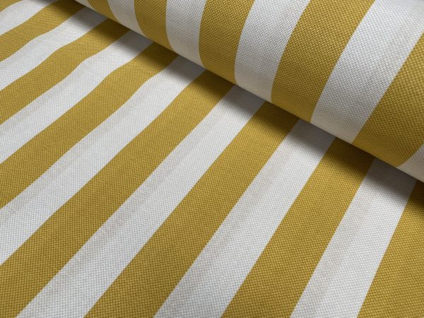Honeycomb White STRIPES Fabric Furnishing Curtain Upholstery Dressmaking Material 55" or 140cm Wide - Mustard - Image 3