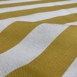 Honeycomb White STRIPES Fabric Furnishing Curtain Upholstery Dressmaking Material 55" or 140cm Wide - Mustard