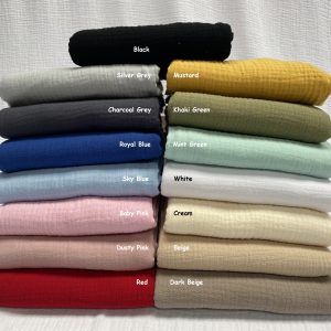 Double Gauze MUSLIN 100% Cotton Fabric Curtains Fine Cheese Baby Cloth Linen Look Event Wedding Textile - 55"/140cm Wide