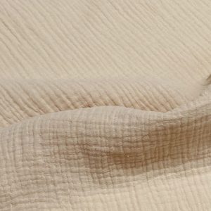 Beige Double Gauze MUSLIN 100% Cotton Fabric Curtains Fine Cheese Baby Cloth Linen Look Event Wedding Textile - 55"/140cm Wide